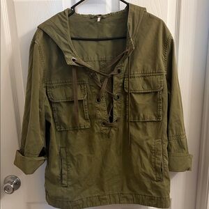 Free people size large Olive Green Lace-Up Hoodie
